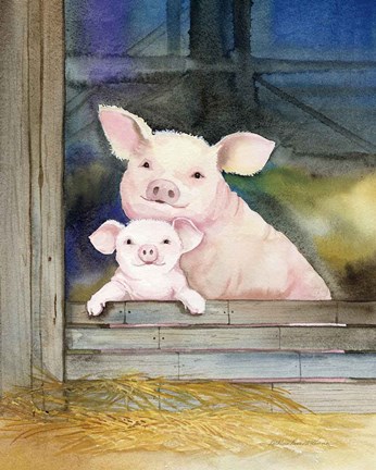 Framed Farm Family Pigs Print