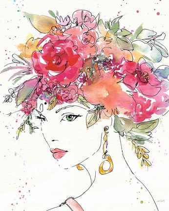 Framed Floral Figures II Print