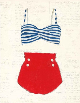 Framed Retro Swimwear IV Newsprint Print