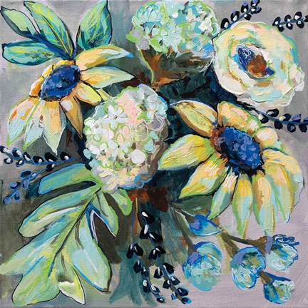 Framed Sage and Sunflowers II Print