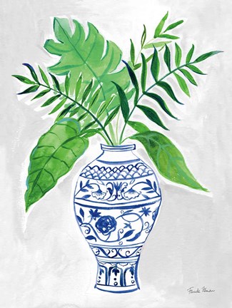 Framed Elegant Chinoiserie I Gray Print