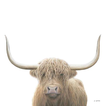 Framed Highland Cow Sepia Sq Print