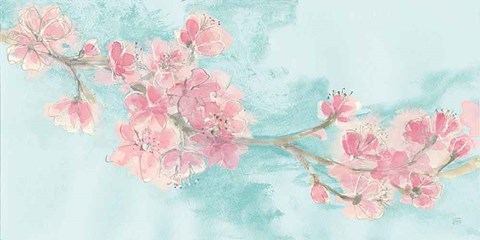 Framed Cherry Blossom II Teal Print