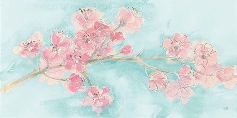 Framed Cherry Blossom I Teal Print