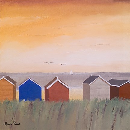 Framed Beach Huts Print