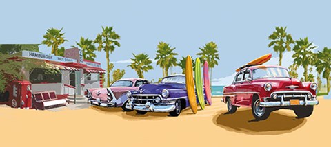 Framed 50s Surf Cars II Print
