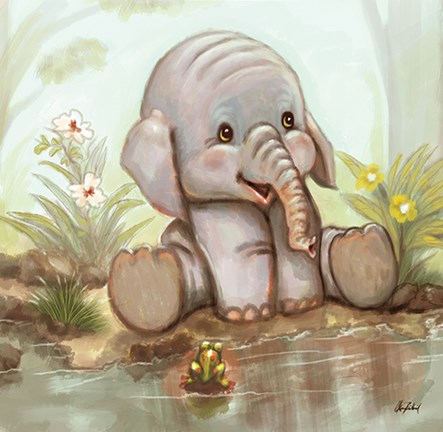 Framed Baby Elephant Print