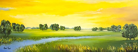 Framed Landscape with River Print