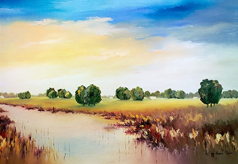 Framed Landscape Waterside Print