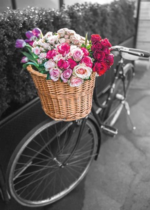 Framed Basket of Flowers I Print