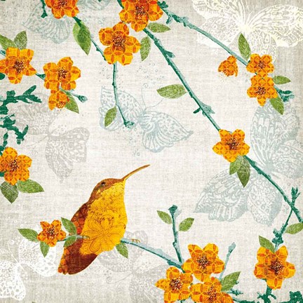 Framed Birds and Butterflies III Print