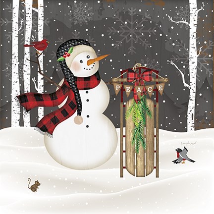Framed Peace Snowman Print