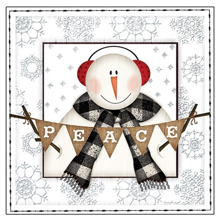 Framed Peace Snowman Print