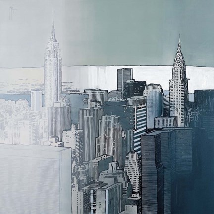 Framed Chrysler and Empire State Buildings Print