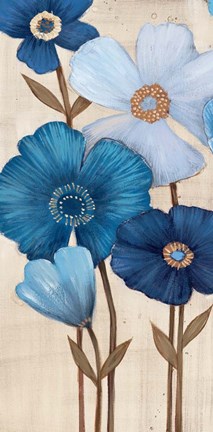 Framed Fleurs Bleues I Print