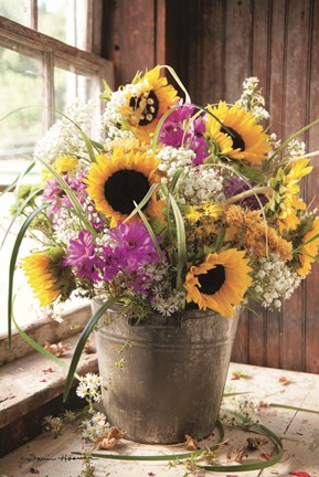 Framed Wildflowers in Bucket Print