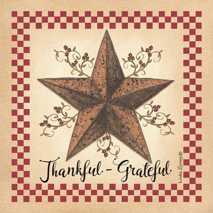 Framed Thankful Grateful Barnstar Print