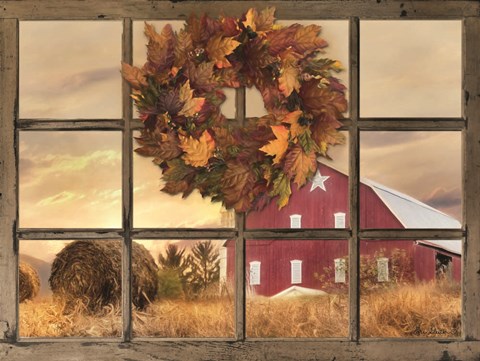 Framed Fall Window View Print