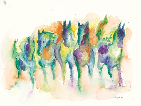 Framed Watercolor Horses Print