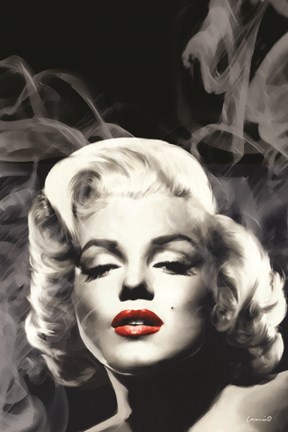 Framed Red Lips Marilyn II Print