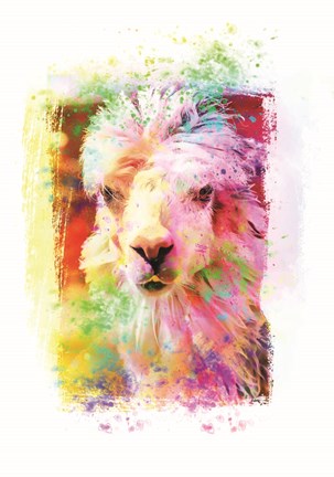 Framed Funky Rainbow Llama I Print