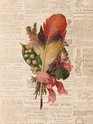 Framed Feather &amp; Flower Print