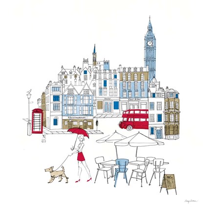 Framed World Cafe I London Color Print