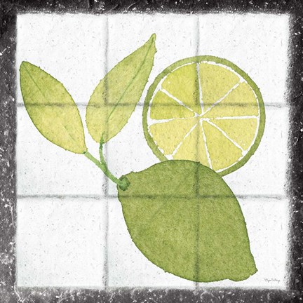 Framed Citrus Tile VII Black Border Print