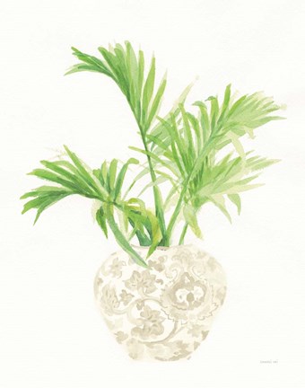 Framed Palm Chinoiserie II Cream Print