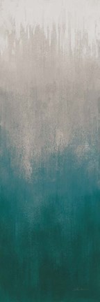 Framed Silver Wave I Green Gray Print