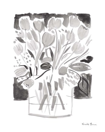 Framed Lemon Gray Tulips I Print