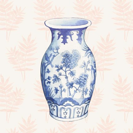 Framed Ginger Jar II Coral No Border Print