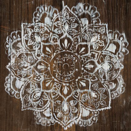 Framed Mandala on Dark Wood Print