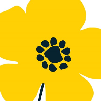 Framed Pop Art Floral I Yellow Print