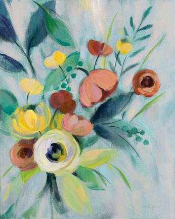 Framed Colorful Elegant Floral I Print