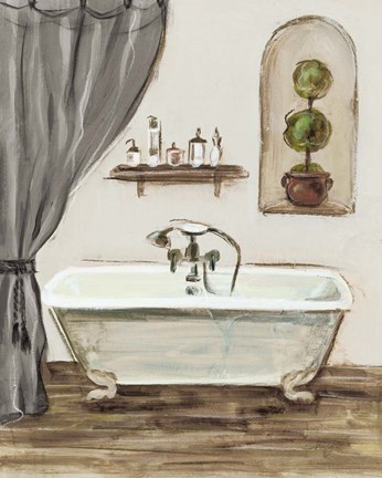 Framed Tuscan Bath I Greige Print