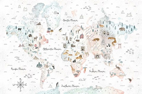 Framed World Traveler I Dot BG Print