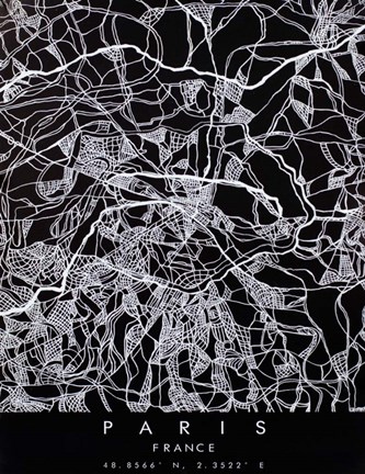 Framed Map of Paris Print