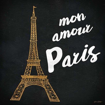 Framed Mon Paris Gold I Print