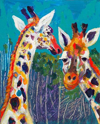 Framed Colorful Giraffes Print