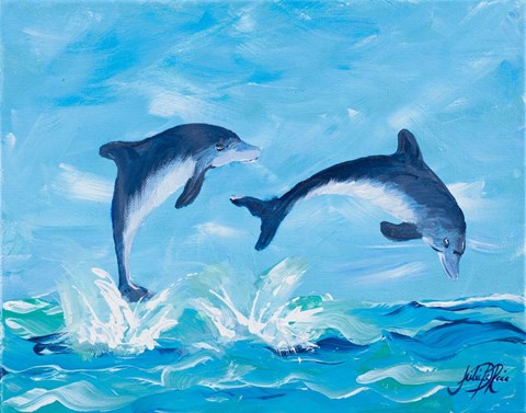 Framed Soaring Dolphins II Print