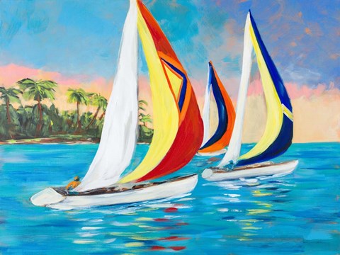 Framed Morning Sails II Print