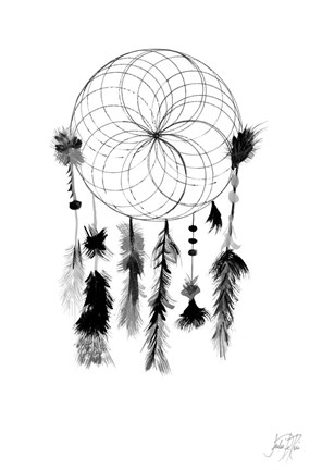 Framed Dark Midnight Dream Catcher I Print