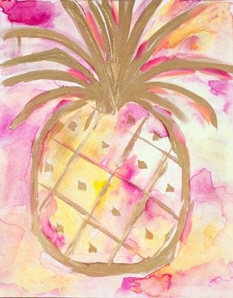 Framed Pink Gold Pineapple Print