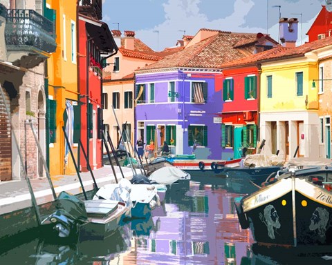 Framed Burano Village Print