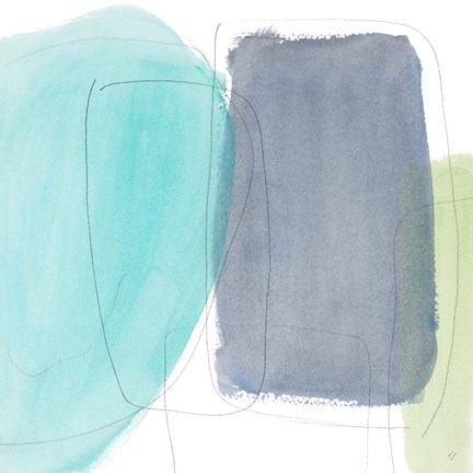 Framed Teal and Grey Abstract I Print