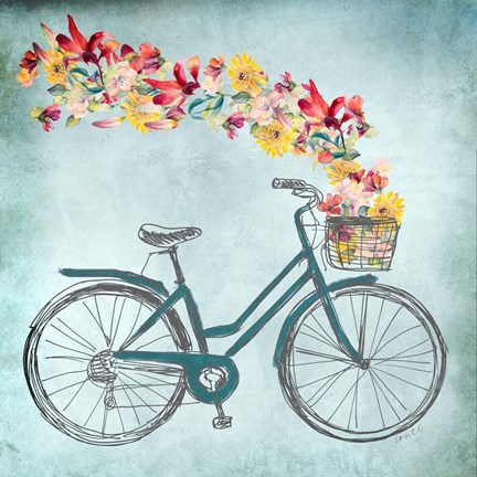 Framed Floral Day Bike II Print