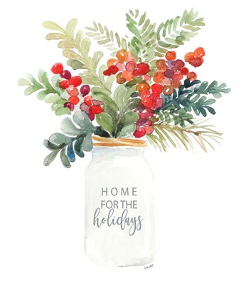 Framed Christmas Mason Jar Print