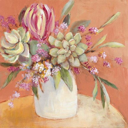 Framed Succulents with a Rosy Outlook Print