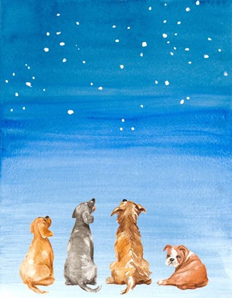 Framed Four Dogs Star Gazing Print